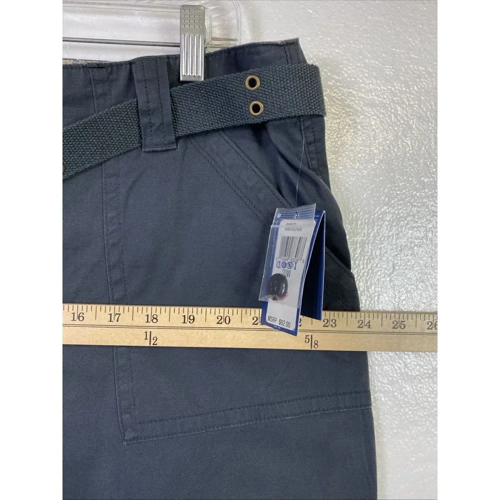 New Izod Chino Pants Belted‎ Stretch 20W Blue Femme Plus Straight leg High rise